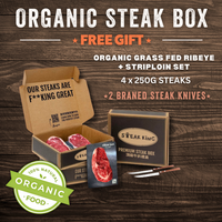 Chilled Organic Ribeye x Striploin Set 1kg (+FREE Steak Knives)