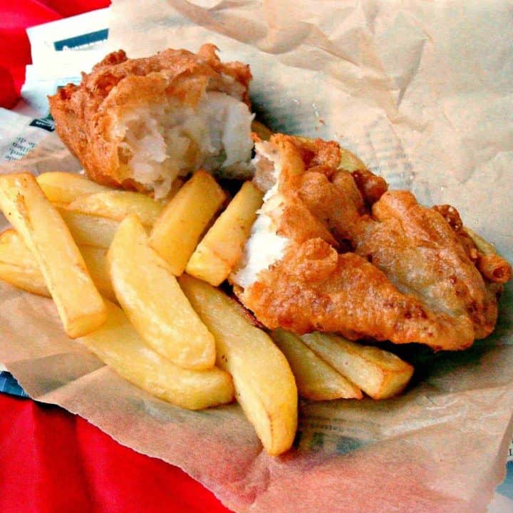 Fish & Chips made with Steak King Halibut Fillets