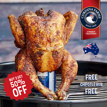 50% off - Frozen Australian Free Range Whole Chicken 1.5kg x 2 Free Chipotle Rub