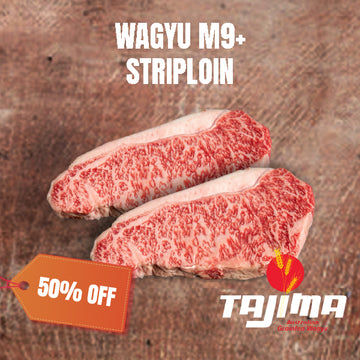 50% Off - Chilled Wagyu M9+ Striploin by Tajima