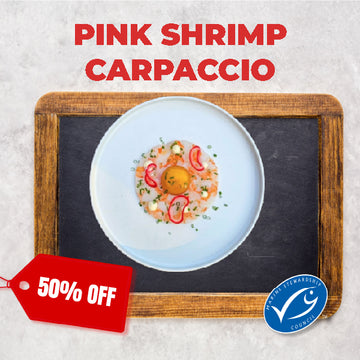 50% off  - Frozen Sicilian Pink Shrimp Carpaccio  (10x55g discs)