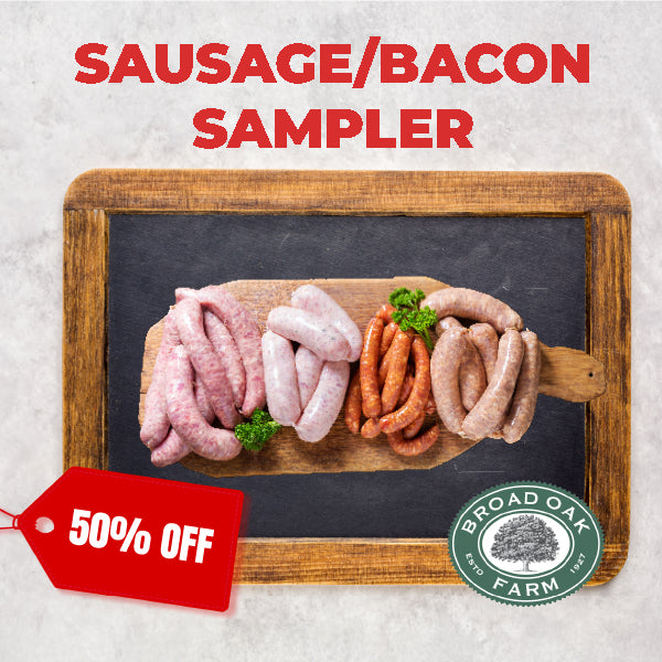 50% off - Broad Oak British Bacon x Sausage Sampler Pack (Frozen)