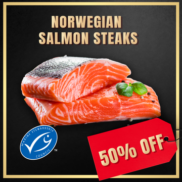 50% off - Frozen Norwegian Salmon Steaks 2kg Pack