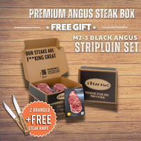 Chilled M2-3 Angus Striploin Set 1kg (+FREE Steak Knives)