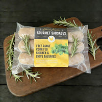 Frozen Free Range Corn Fed Chicken & Chive Sausages 500g