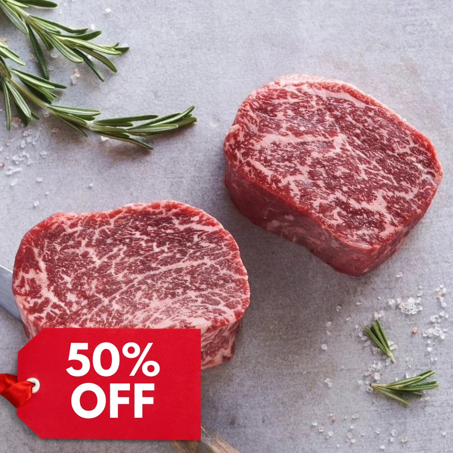 50% Off - Chilled Wagyu M4-5 Tenderloin Steaks 200g x 10