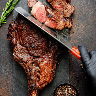 Chilled Black Angus M1-2 Tomahawk & T-Bone Set with Free Steak Knives