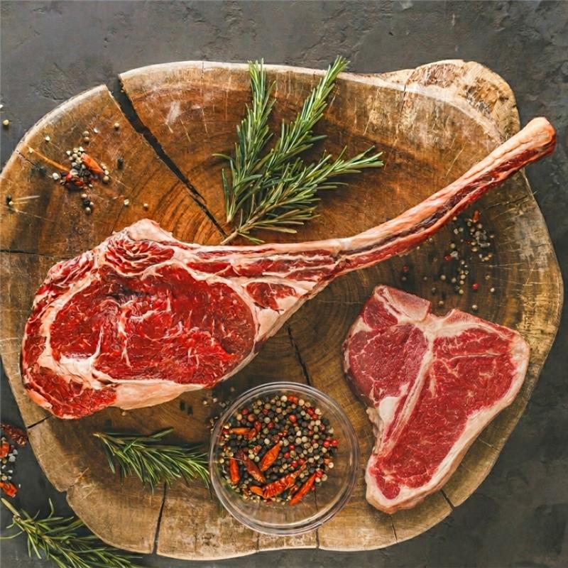 Frozen Black Angus M1-2 Tomahawk & T-Bone Set