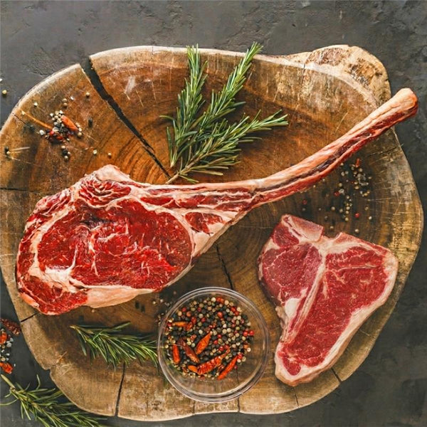 Frozen Black Angus M1-2 Tomahawk & T-Bone Set
