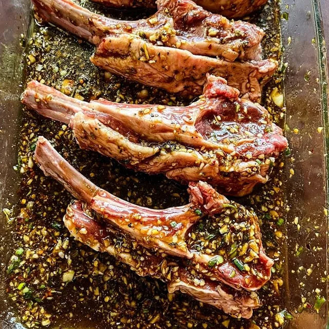 Marinated Marrunga Marble  Lamb Cutlets 4x200 grams, Mint, Honey & Rosemary