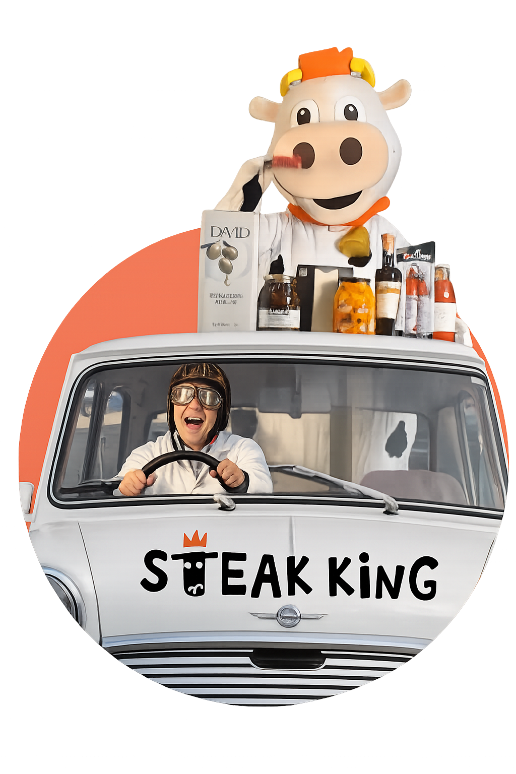 Johnny in the Steak King car
