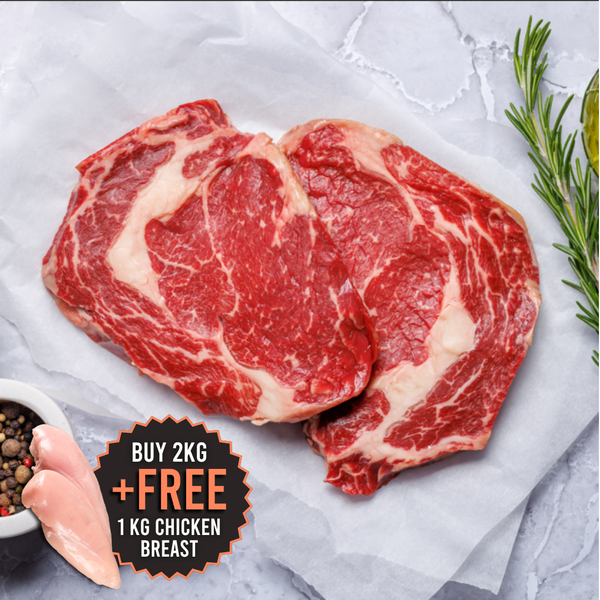 Chilled Rangers Station Black Angus M3-4 Ribeye 1kg (Buy 2kg get 1kg Frozen Chicken Breast)