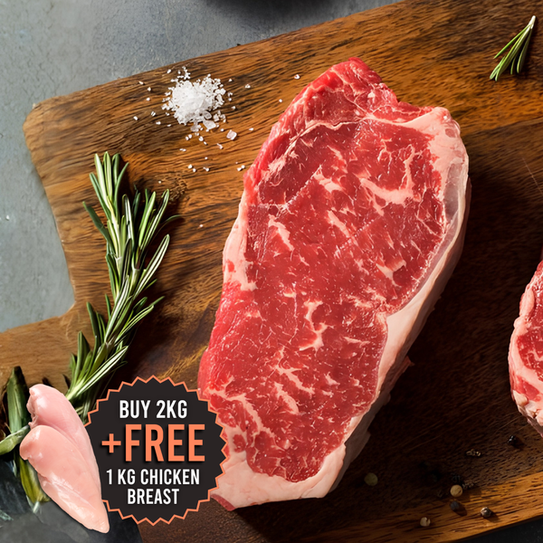 Chilled Rangers Station Black Angus M3-4 Striploin 1kg (Buy 2kg get 1kg Frozen Chicken Breast)