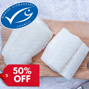 50% Off - Frozen MSC Certified Atlantic Cod Fillets 1kg (ME18)