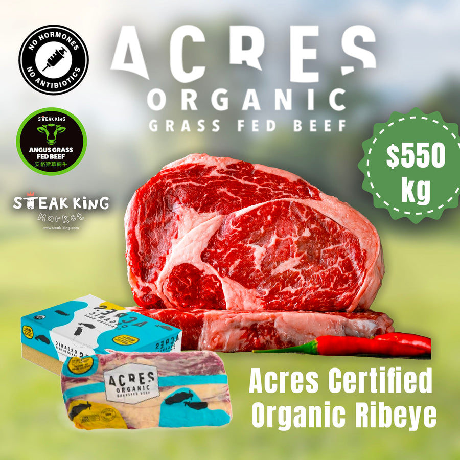 Acres Certified Organic Grass Fed Ribeye 1kg