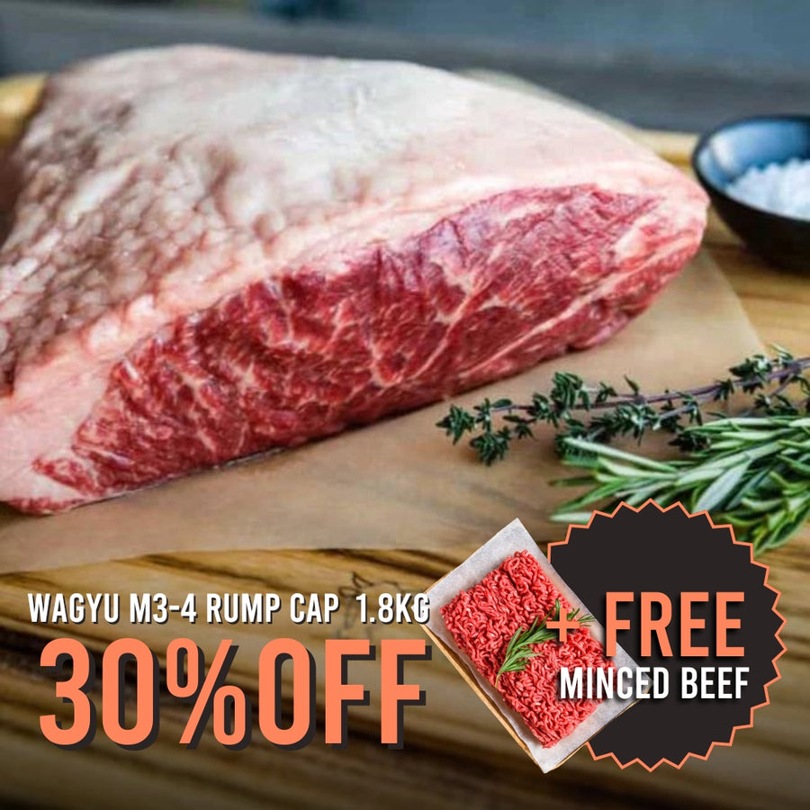 Chilled Wagyu M3-4 Rump Cap (Picanha) 1.8kg x 2 - 30% off + FREE Mince