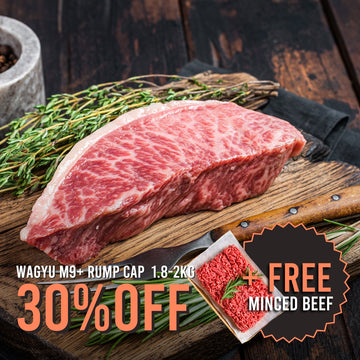 Chilled Wagyu M9+ Rump Cap 1.3kg (Picanha) - 30% off + FREE Mince