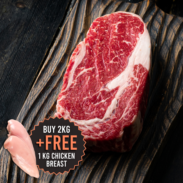 Chilled Rangers Station Black Angus M3-4 Ribeye 1kg (Buy 2kg get 1kg Frozen Chicken Breast)