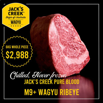 Jack’s Creek Pure Blood M9+ Wagyu Ribeye - 6kg whole piece unportioned  (Chilled Never Frozen)