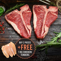 Chilled Black Angus M1-2 T-Bone 1kg (Buy 2 pieces get 1kg Free Frozen Chicken Tenders)