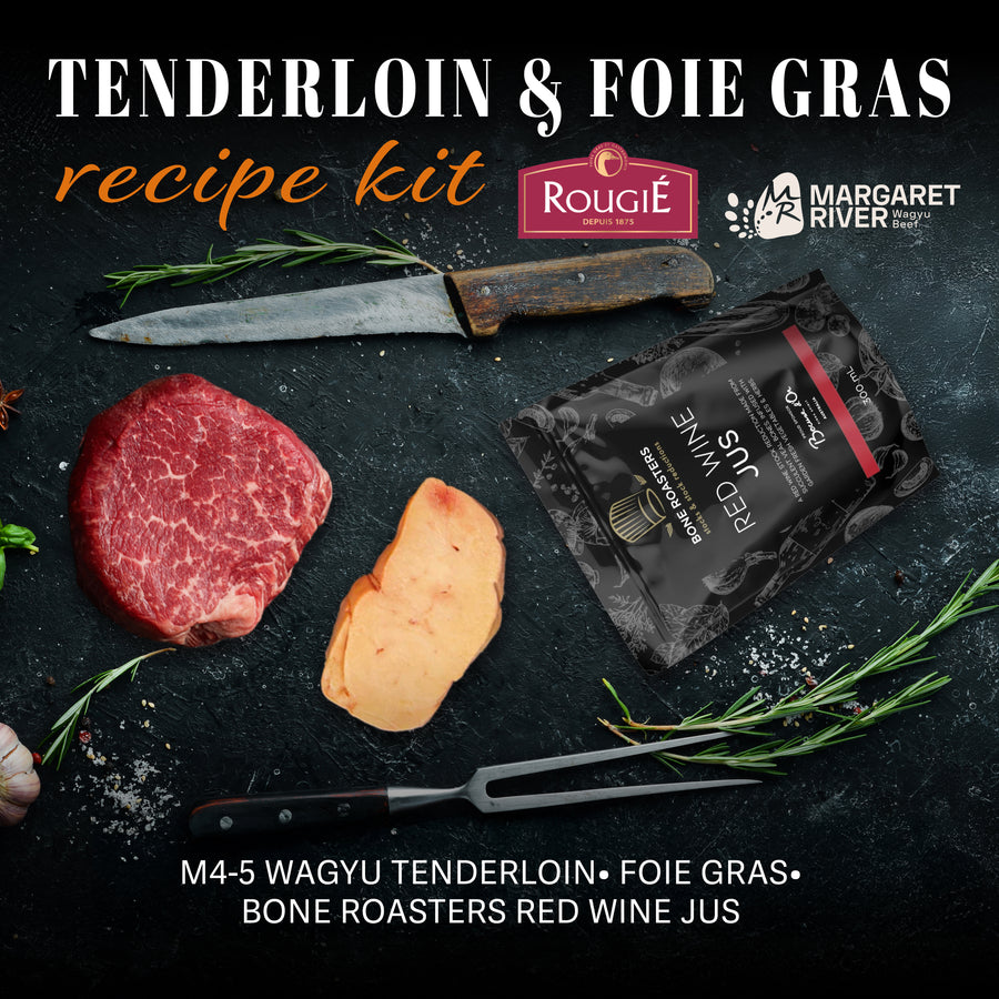 M4-5 Wagyu Tenderloin Steaks 1kg + Foie Gras + Red Wine Jus