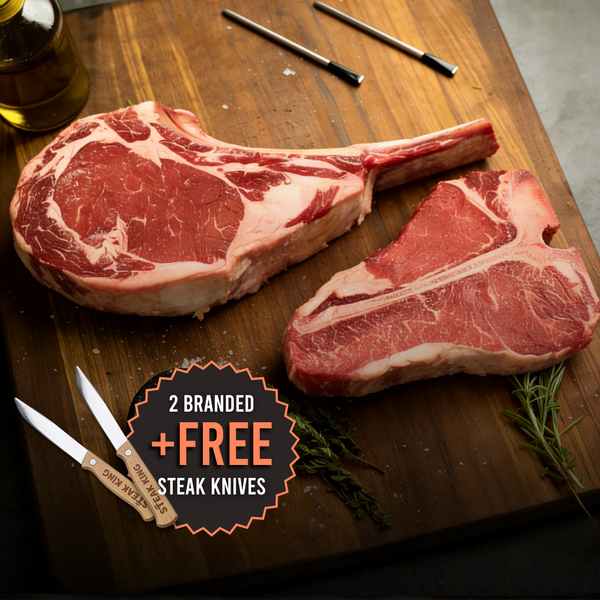 冰鮮黑安格斯M1-2斧頭扒+T骨牛扒套餐（+免費品牌牛扒刀）
