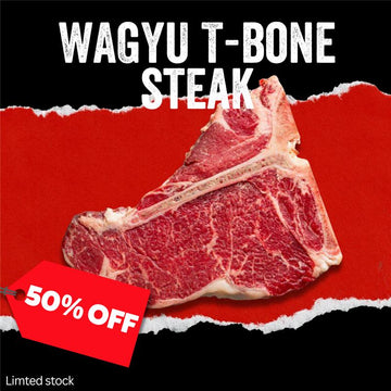 50% off - Chilled  Wagyu M4-5 T-Bone / Porterhouse 1kg x2