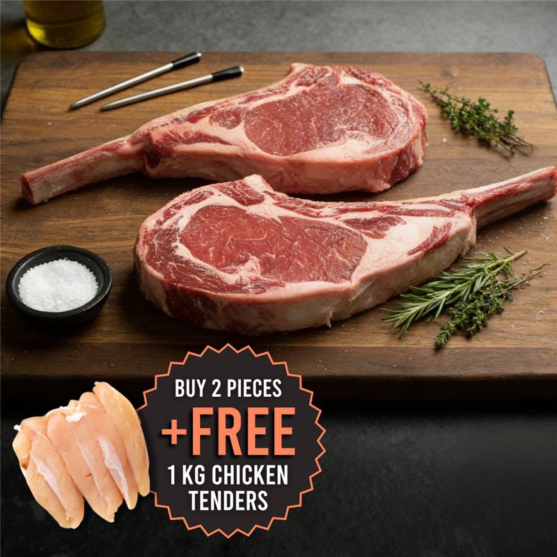 Chilled Black Angus M1-2 Tomahawk 1.2kg (Buy 2 pieces get 1kg Free Frozen Chicken Tenders)