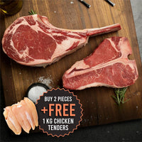 Chilled Black Angus M1-2 Tomahawk & T-Bone Set (Buy 2 pieces get 1kg Free Frozen Chicken Tenders)