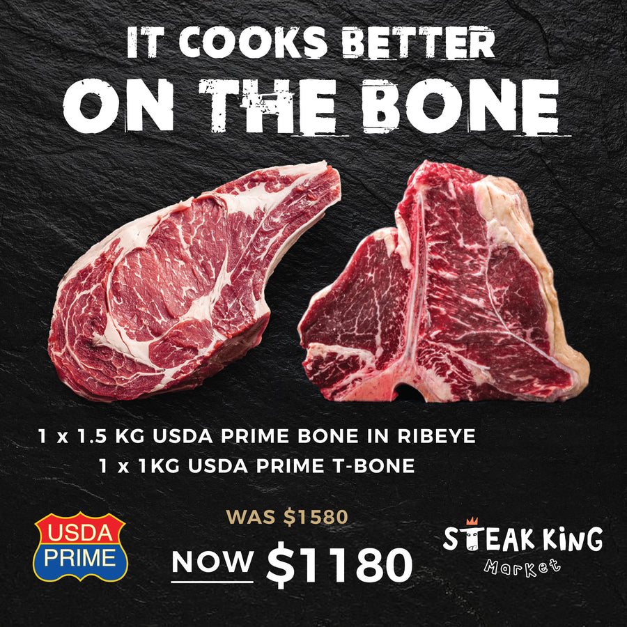USDA Prime Bone In Ribeye and T-Bone Set