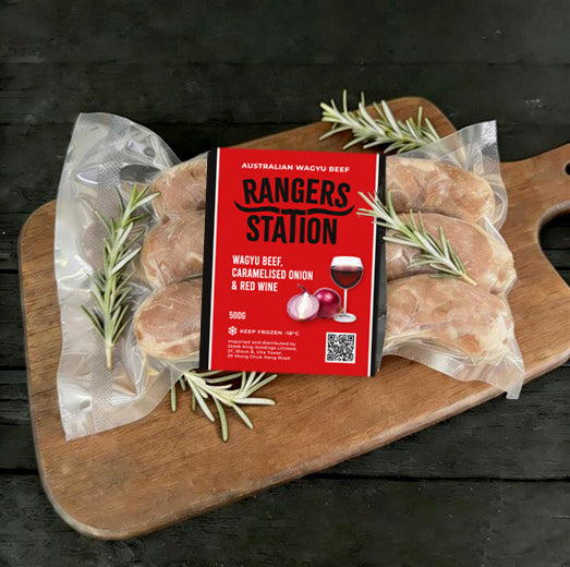 Rangers Station Wagyu, Caramelised Onion & Red Wine  Sausages 500g
