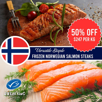 50% off - Frozen Norwegian Salmon Steaks 2kg Pack