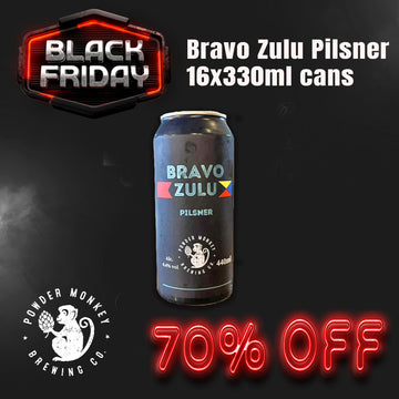 70% Off - Bravo Zulu Pilsner by Powder Monkey Case (16 x 330ml cans) BF24