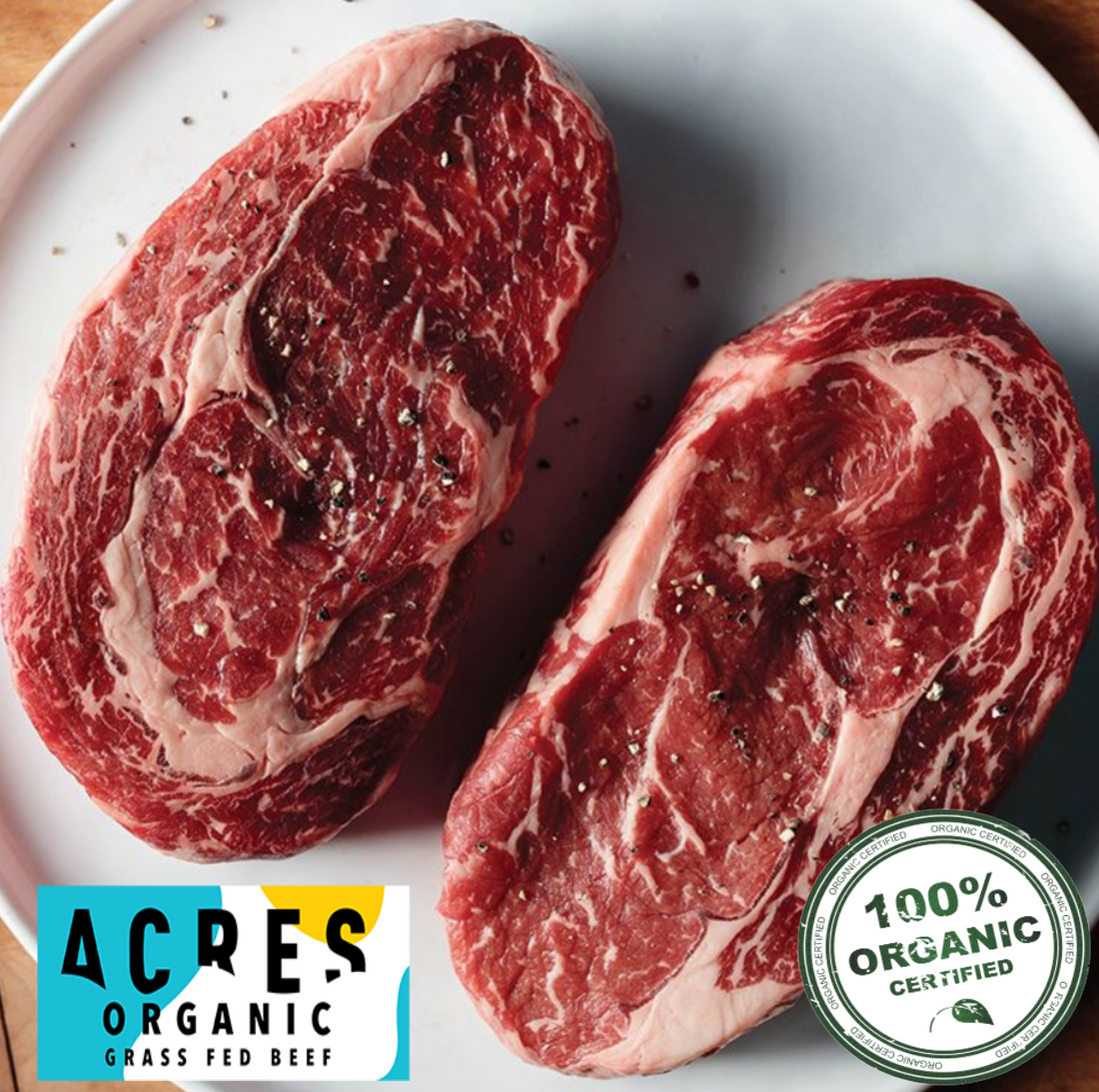 Chilled Organic Grass Fed Angus Ribeye 1kg