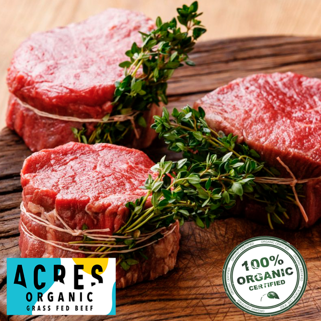 40% Off - Chilled Organic Grass Fed Angus Tenderloin 1kg (200g x 5)