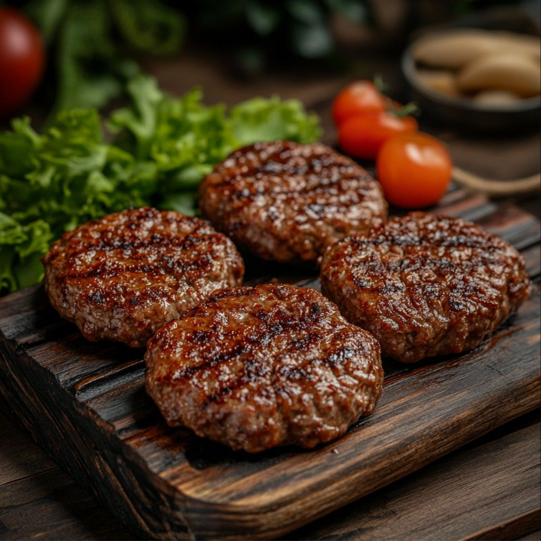 Frozen Organic Grass Fed Angus Burgers 600g (150g x 4)