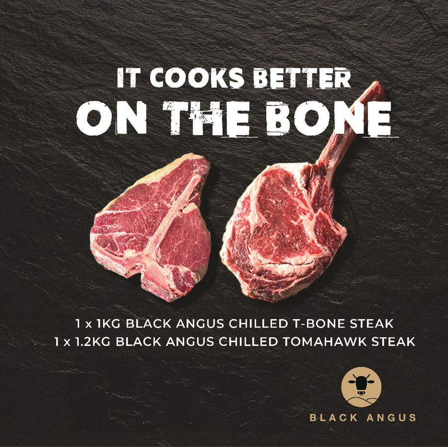 Chilled Angus 1kg T-bone & 1.2kg Tomahawk Set (ME19)