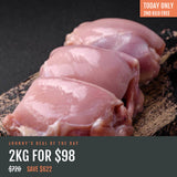 Frozen Barn Raised Chicken Thighs (Boneless & Skinless) 2kg