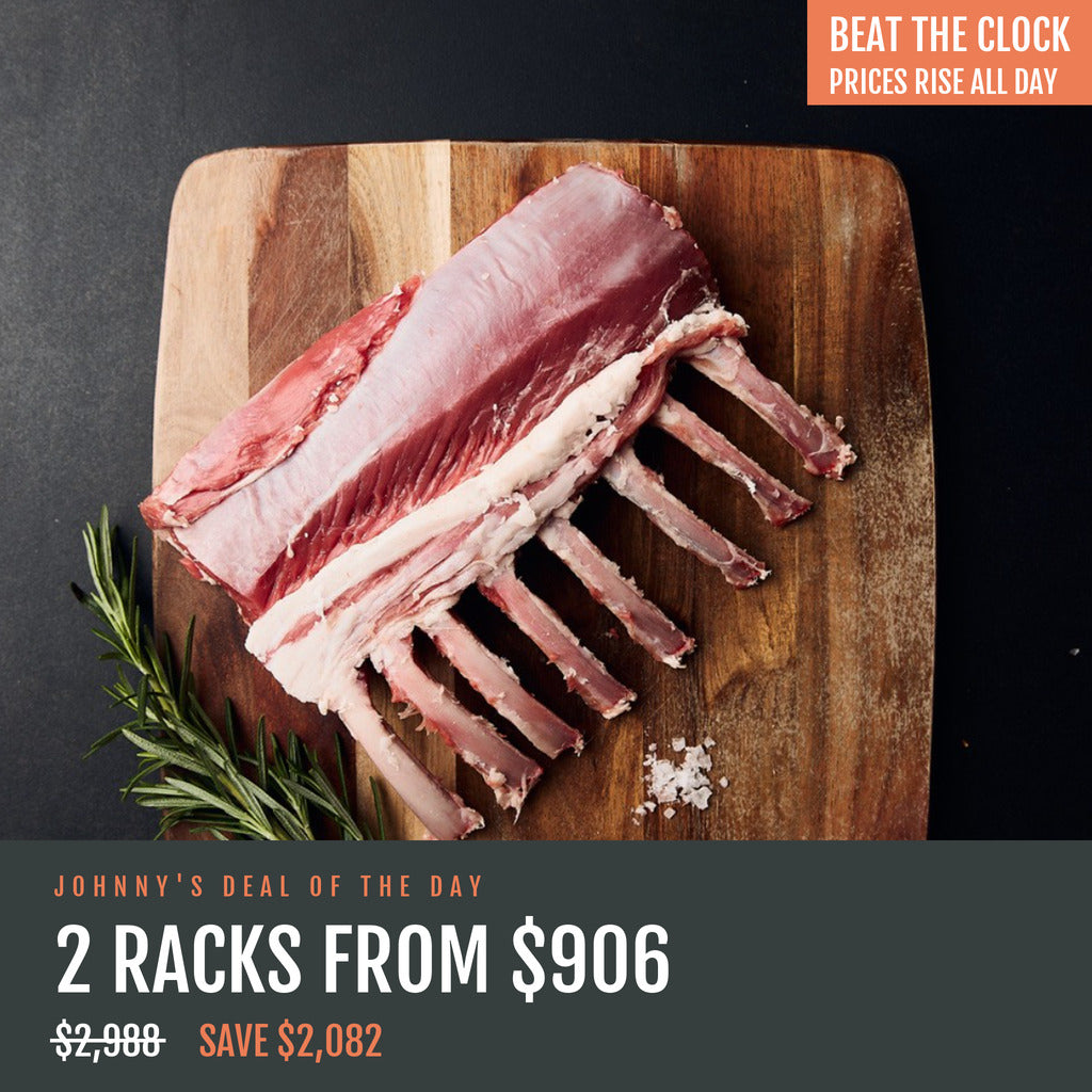 Chilled Thomas Foods Signature Bone-In Frenched Lamb Rack Cap Off - 1.8kg (2 x 900g)