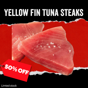 50% off - Frozen Yellow Fin Tuna Steaks 1kg
