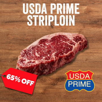 65% Off - Frozen USDA Prime Striploin Steaks (2Kg)