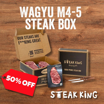 50% - Frozen Wagyu M4-5 Ribeye x Striploin Set 1kg (+FREE Steak Knives)