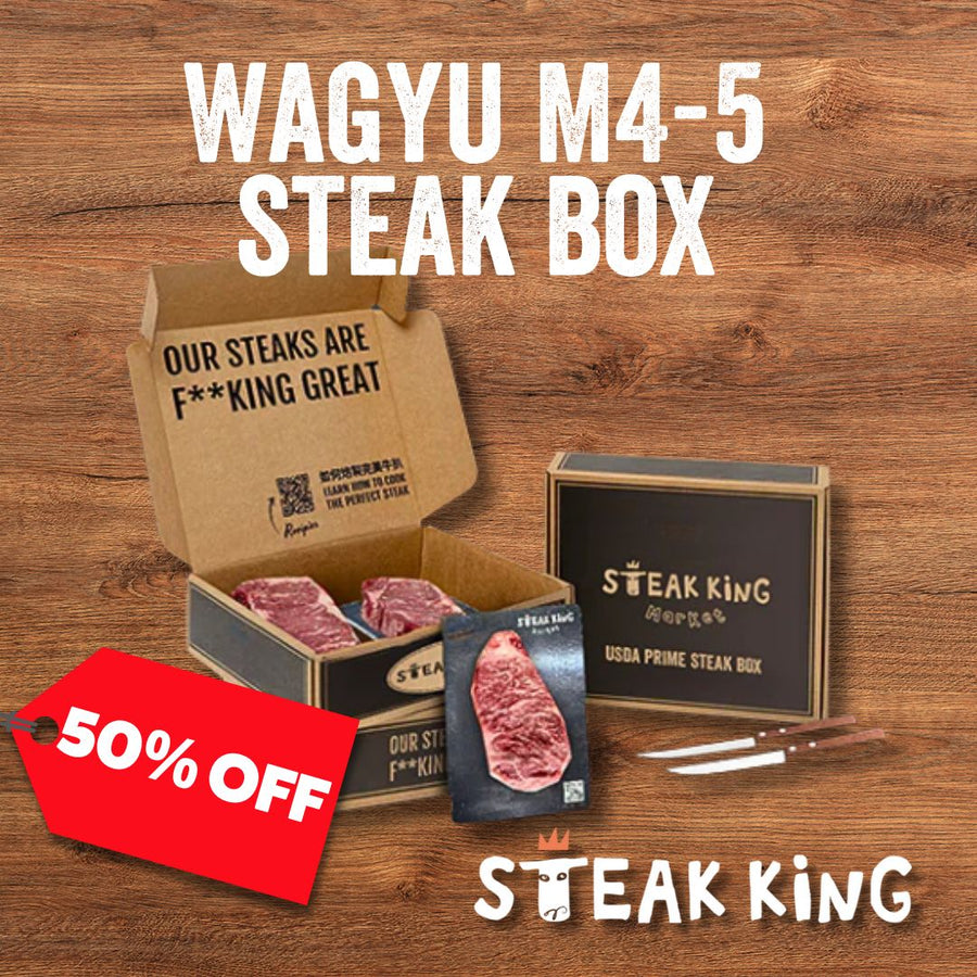 50% - Frozen Wagyu M4-5 Ribeye x Striploin Set 1kg (+FREE Steak Knives)